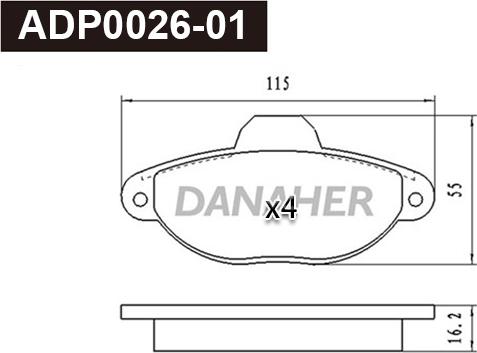 Danaher ADP0026-01 - Гальмівні колодки, дискові гальма autozip.com.ua