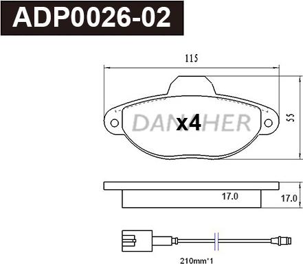 Danaher ADP0026-02 - Гальмівні колодки, дискові гальма autozip.com.ua