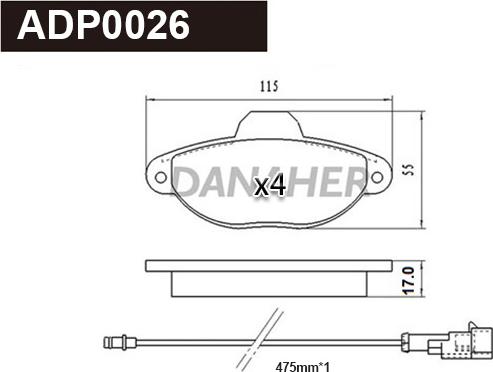 Danaher ADP0026 - Гальмівні колодки, дискові гальма autozip.com.ua