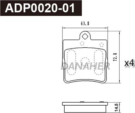 Danaher ADP0020-01 - Гальмівні колодки, дискові гальма autozip.com.ua