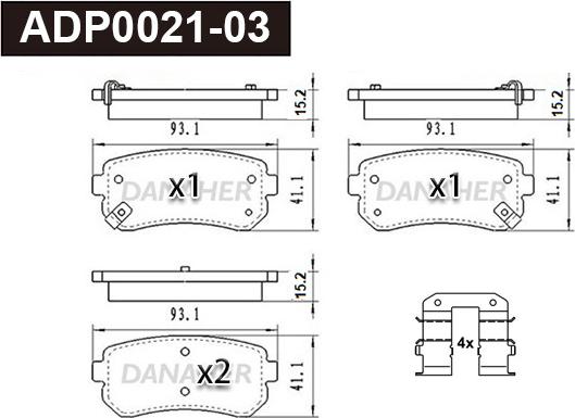 Danaher ADP0021-03 - Гальмівні колодки, дискові гальма autozip.com.ua