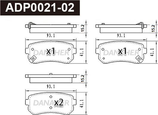 Danaher ADP0021-02 - Гальмівні колодки, дискові гальма autozip.com.ua