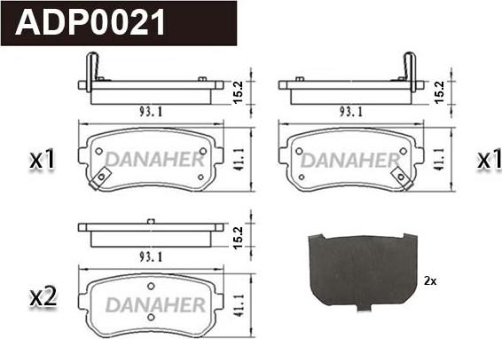 Danaher ADP0021 - Гальмівні колодки, дискові гальма autozip.com.ua