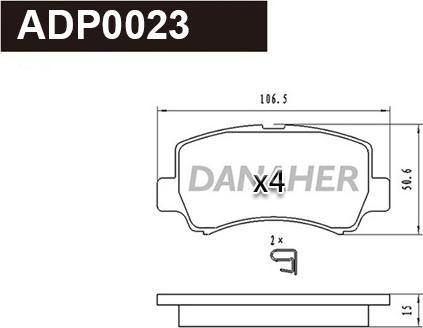 Danaher ADP0023 - Гальмівні колодки, дискові гальма autozip.com.ua
