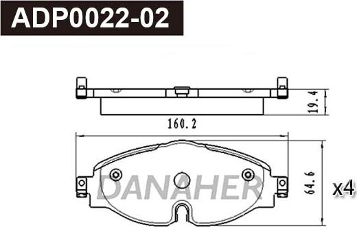 Danaher ADP0022-02 - Гальмівні колодки, дискові гальма autozip.com.ua