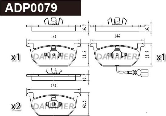 Danaher ADP0079 - Гальмівні колодки, дискові гальма autozip.com.ua