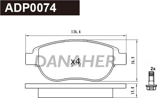 Danaher ADP0074 - Гальмівні колодки, дискові гальма autozip.com.ua