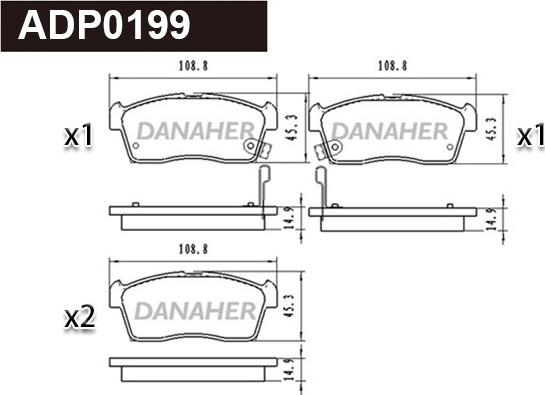 Danaher ADP0199 - Гальмівні колодки, дискові гальма autozip.com.ua