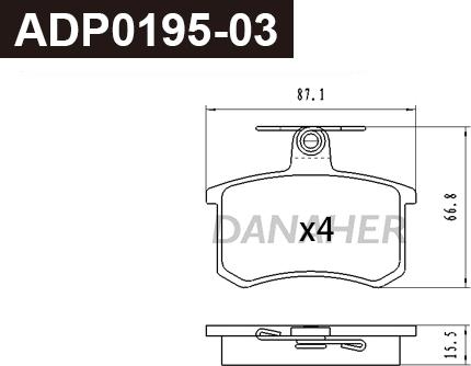 Danaher ADP0195-03 - Гальмівні колодки, дискові гальма autozip.com.ua