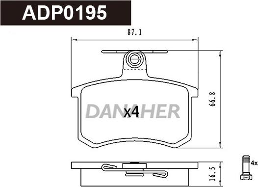 Danaher ADP0195 - Гальмівні колодки, дискові гальма autozip.com.ua