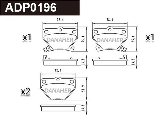 Danaher ADP0196 - Гальмівні колодки, дискові гальма autozip.com.ua