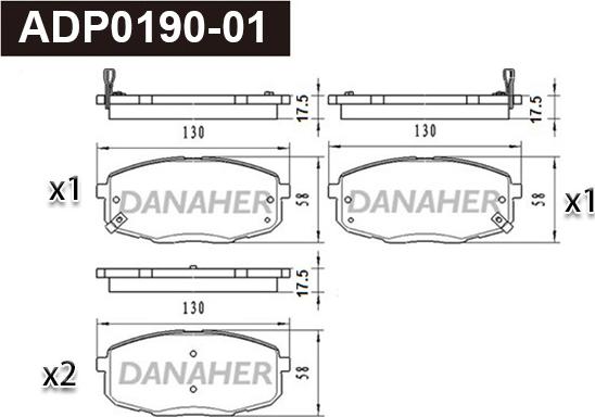 Danaher ADP0190-01 - Гальмівні колодки, дискові гальма autozip.com.ua