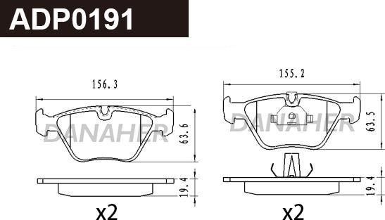 Danaher ADP0191 - Гальмівні колодки, дискові гальма autozip.com.ua