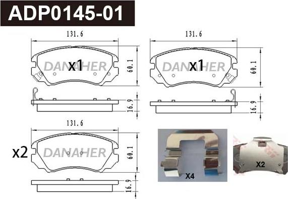 Danaher ADP0145-01 - Гальмівні колодки, дискові гальма autozip.com.ua