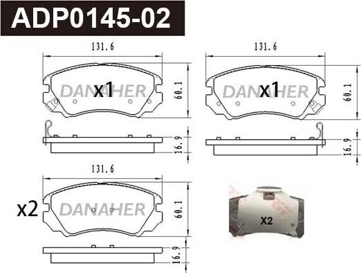 Danaher ADP0145-02 - Гальмівні колодки, дискові гальма autozip.com.ua