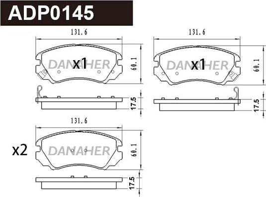 Danaher ADP0145 - Гальмівні колодки, дискові гальма autozip.com.ua