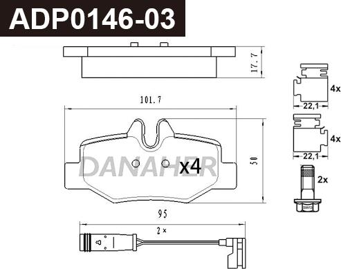 Danaher ADP0146-03 - Гальмівні колодки, дискові гальма autozip.com.ua