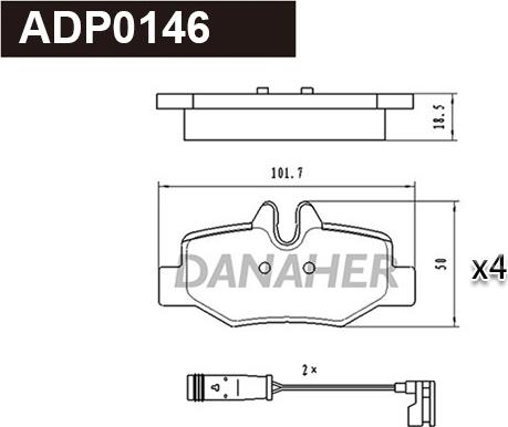 Danaher ADP0146 - Гальмівні колодки, дискові гальма autozip.com.ua