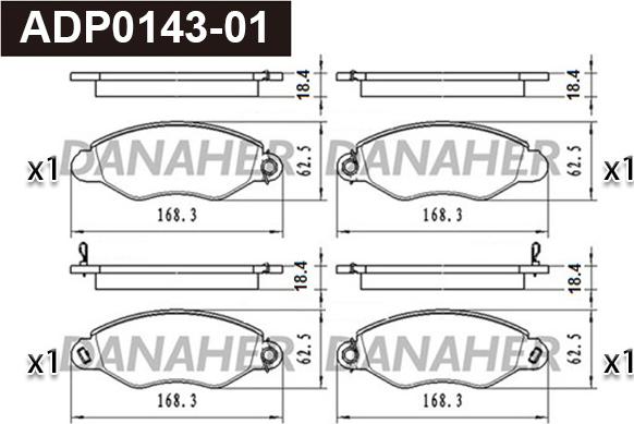 Danaher ADP0143-01 - Гальмівні колодки, дискові гальма autozip.com.ua