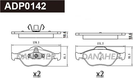 Danaher ADP0142 - Гальмівні колодки, дискові гальма autozip.com.ua