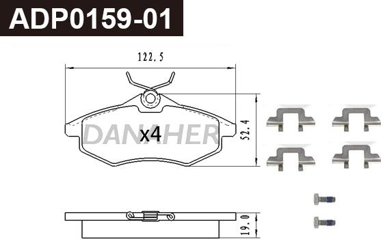 Danaher ADP0159-01 - Гальмівні колодки, дискові гальма autozip.com.ua