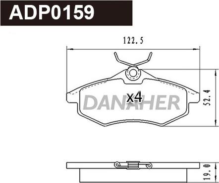 Danaher ADP0159 - Гальмівні колодки, дискові гальма autozip.com.ua