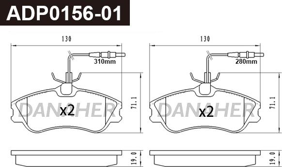 Danaher ADP0156-01 - Гальмівні колодки, дискові гальма autozip.com.ua