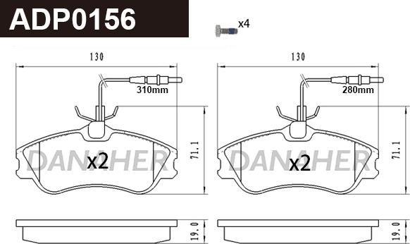 Danaher ADP0156 - Гальмівні колодки, дискові гальма autozip.com.ua