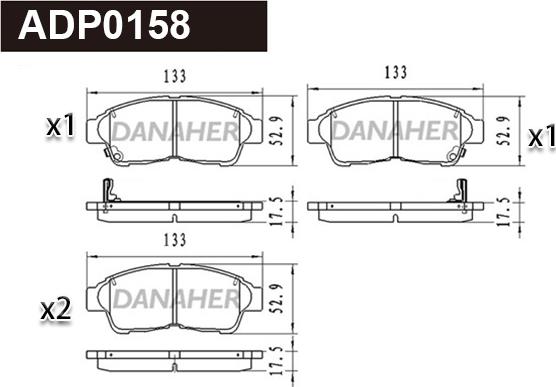 Danaher ADP0158 - Гальмівні колодки, дискові гальма autozip.com.ua