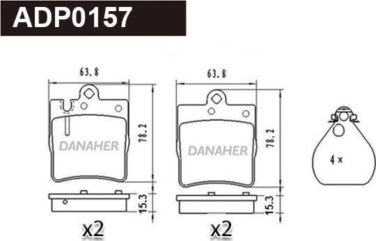 Danaher ADP0157 - Гальмівні колодки, дискові гальма autozip.com.ua