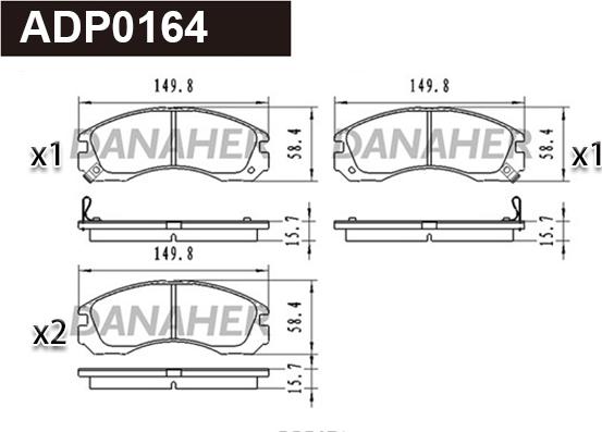 Danaher ADP0164 - Гальмівні колодки, дискові гальма autozip.com.ua