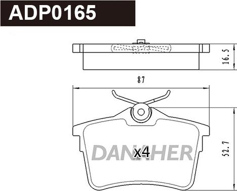 Danaher ADP0165 - Гальмівні колодки, дискові гальма autozip.com.ua