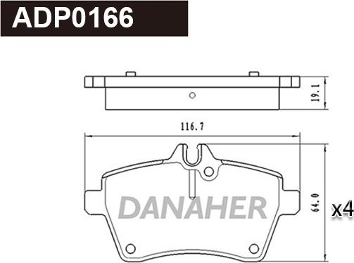 Danaher ADP0166 - Гальмівні колодки, дискові гальма autozip.com.ua