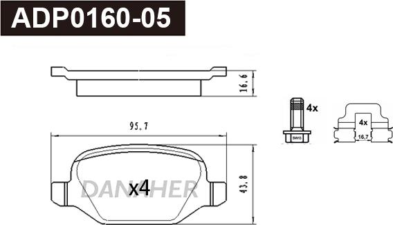 Danaher ADP0160-05 - Гальмівні колодки, дискові гальма autozip.com.ua