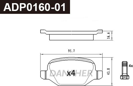 Danaher ADP0160-01 - Гальмівні колодки, дискові гальма autozip.com.ua