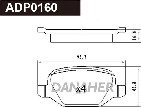 Danaher ADP0160 - Гальмівні колодки, дискові гальма autozip.com.ua