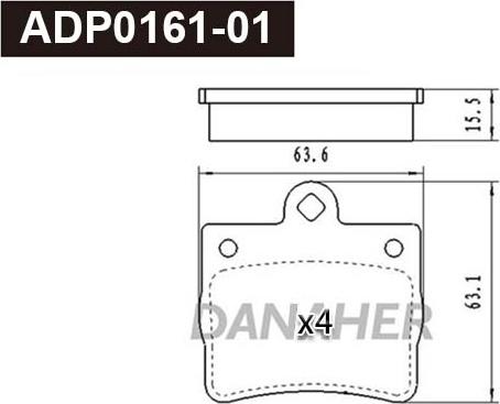 Danaher ADP0161-01 - Гальмівні колодки, дискові гальма autozip.com.ua