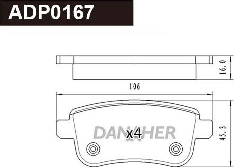Danaher ADP0167 - Гальмівні колодки, дискові гальма autozip.com.ua