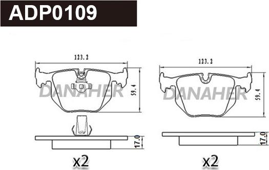 Danaher ADP0109 - Гальмівні колодки, дискові гальма autozip.com.ua