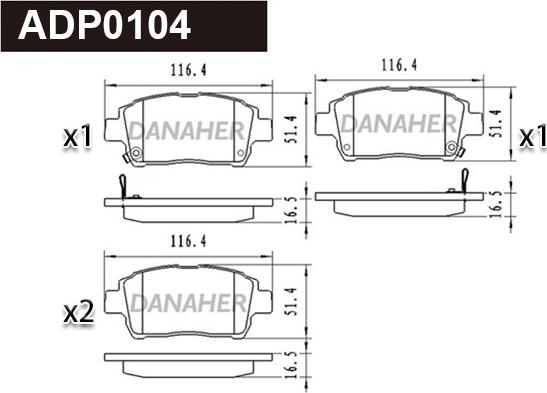 Danaher ADP0104 - Гальмівні колодки, дискові гальма autozip.com.ua