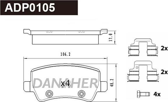 Danaher ADP0105 - Гальмівні колодки, дискові гальма autozip.com.ua