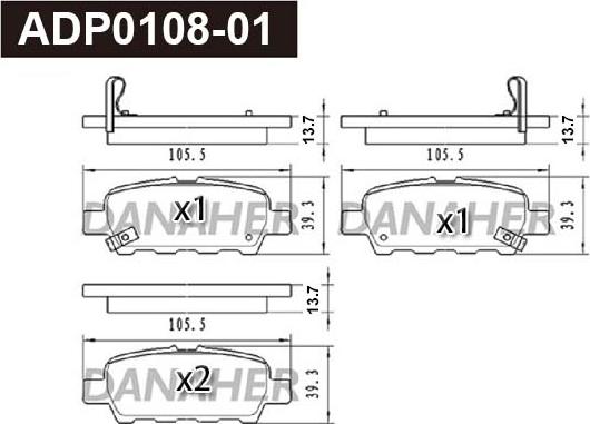 Danaher ADP0108-01 - Гальмівні колодки, дискові гальма autozip.com.ua