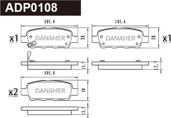 Danaher ADP0108 - Гальмівні колодки, дискові гальма autozip.com.ua