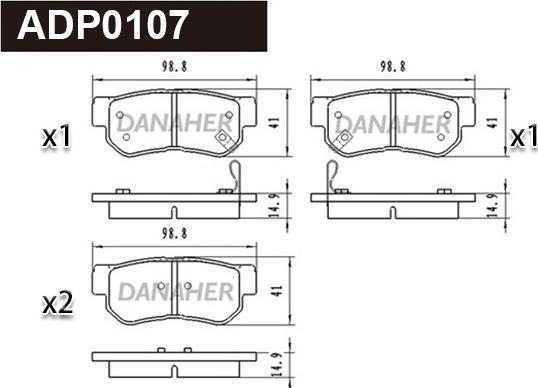 Danaher ADP0107 - Гальмівні колодки, дискові гальма autozip.com.ua