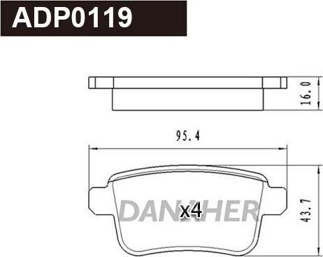 Danaher ADP0119 - Гальмівні колодки, дискові гальма autozip.com.ua