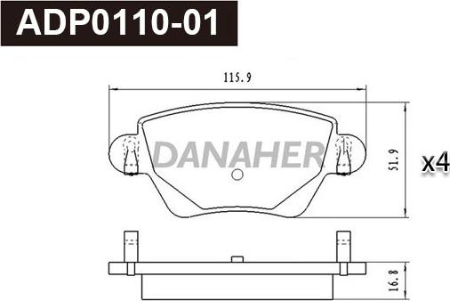 Danaher ADP0110-01 - Гальмівні колодки, дискові гальма autozip.com.ua