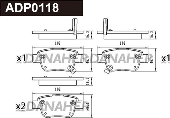 Danaher ADP0118 - Гальмівні колодки, дискові гальма autozip.com.ua