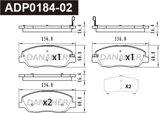 Danaher ADP0184-02 - Гальмівні колодки, дискові гальма autozip.com.ua