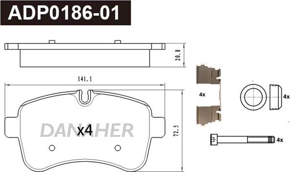 Danaher ADP0186-01 - Гальмівні колодки, дискові гальма autozip.com.ua