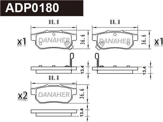 Danaher ADP0180 - Гальмівні колодки, дискові гальма autozip.com.ua